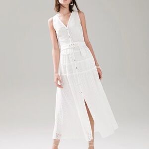 WHBM White Eyelet Midi Shirtdress